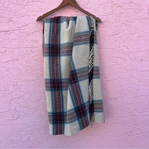 Foxford Tartan Lambswool Scarf Blanket Throw Fringe Plaid Ireland Flaw